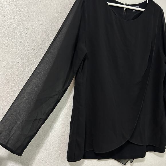 Soft Surroundings Blouse Women Medium Black Belvedere Tunic Sheer Sleeve - Picture 5 of 10